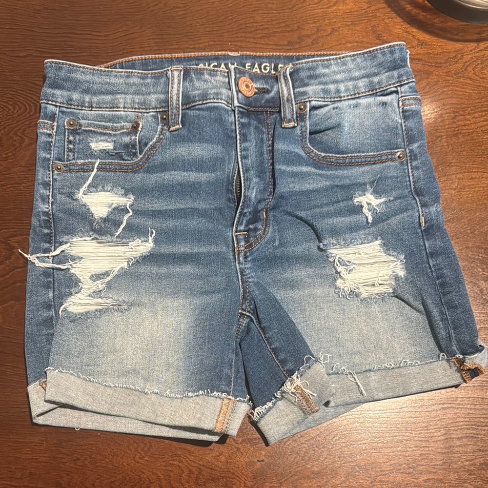 American Eagle Hi-Rise Midi Denim Shorts